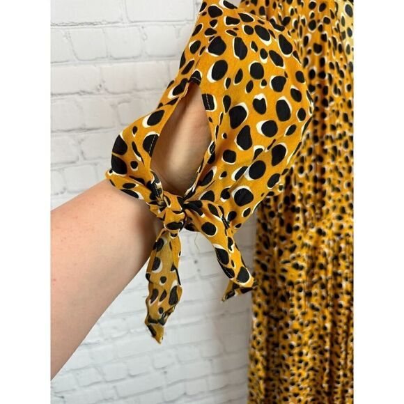 ELOQUII yellow mustard black polka dot faux wrap viscose dress size 24 NWT - Picture 3 of 11